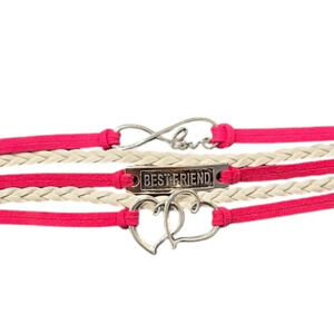 Love Best Friend Hearts Multi-layered Faux Leather Bracelet